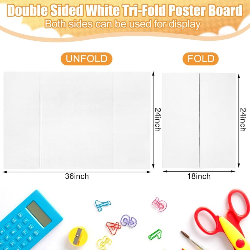 Xnewtwo 2 Pack Trifold Poster Board 36" x 24", White Corrugated Project Boards for Science Fairs, School Projects, Event Displays - Image 2